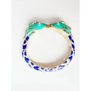 Sea Creatures Bangle Fish Heads Bracelet Vintage Costume Jewelry